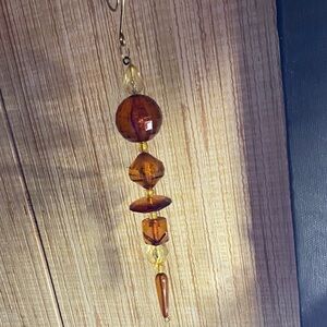 Amber Beaded Suncatcher 8” Long Great Stocking Stuffer